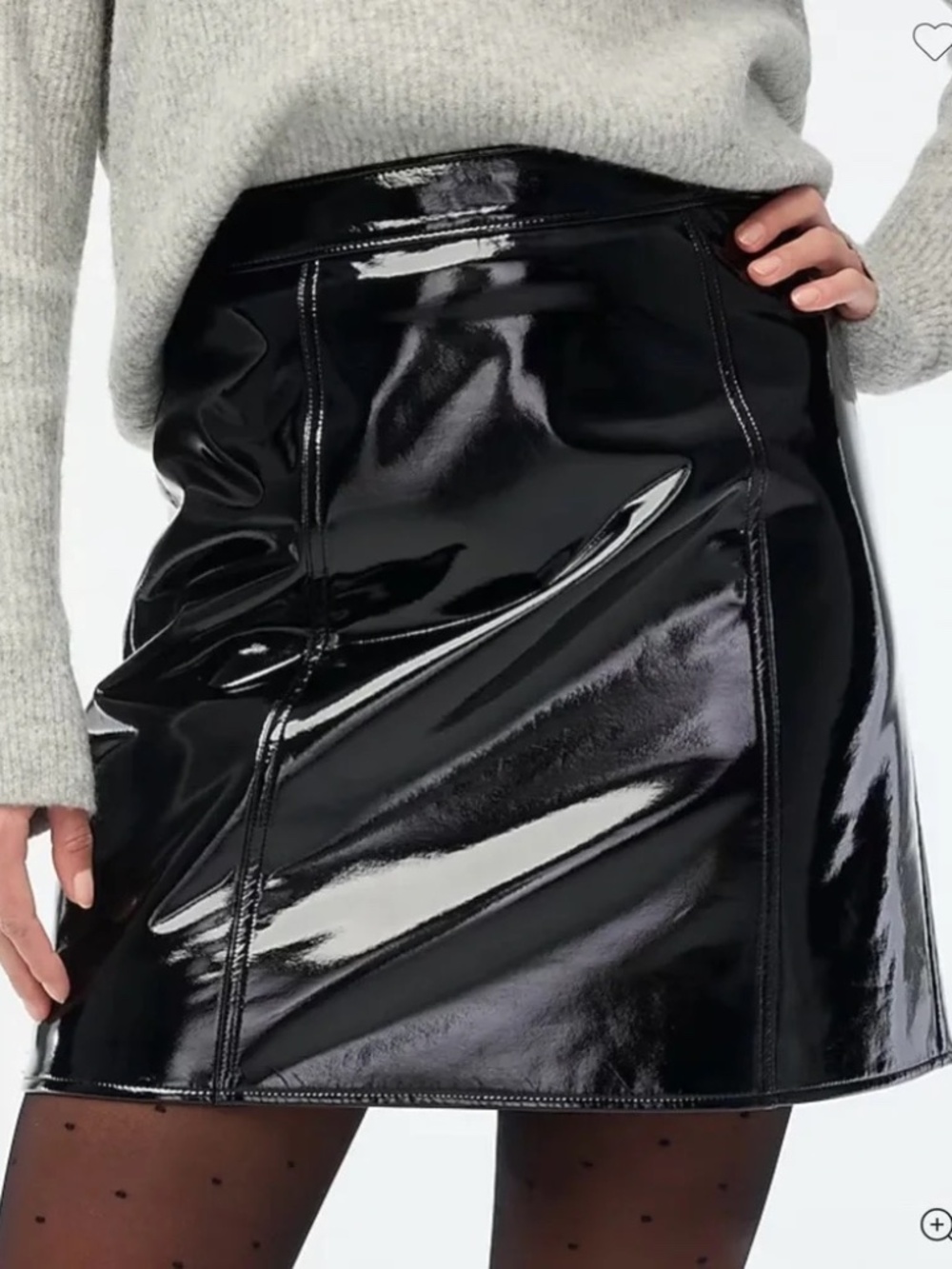 PLUS SIZE: J Crew Factory Patent Leather High Waisted Mini Skirt in Black
